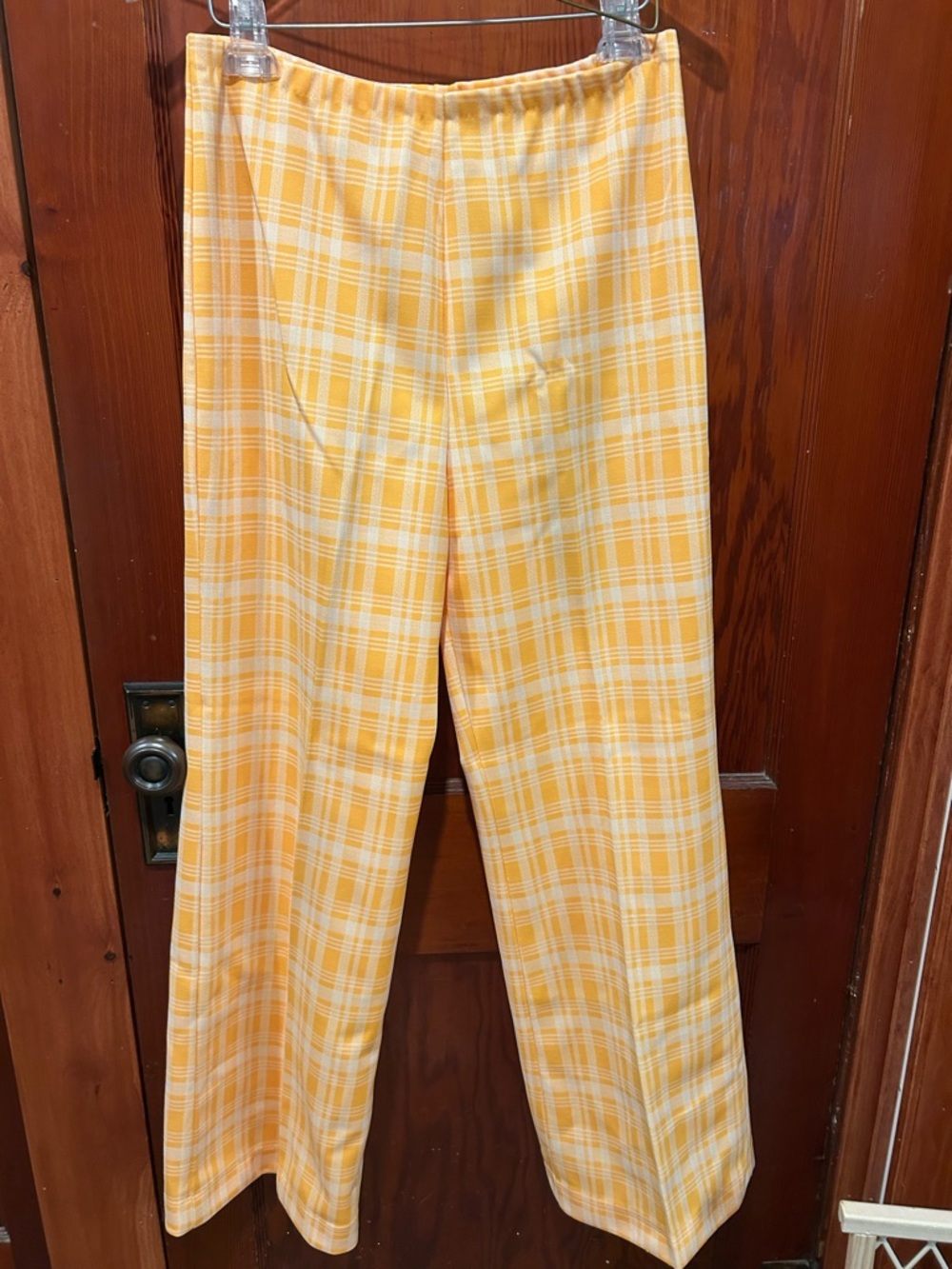 Vintage orange/yellow and white plaid pants